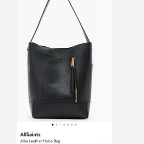 All Saints Black Leather Tote with Gold Zipper - Picture 4 of 11